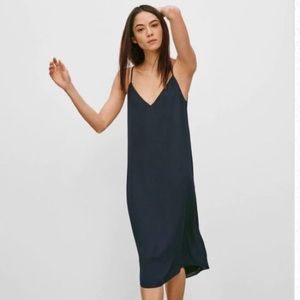 Aritzia Babaton Embroidered Templeton Midi Slip Dress XXS Black